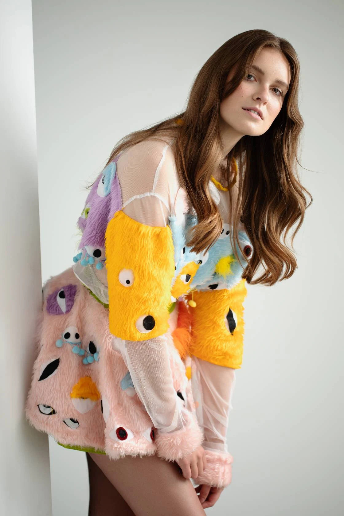 What U Lookin' At Pink Furry Eye Skirt