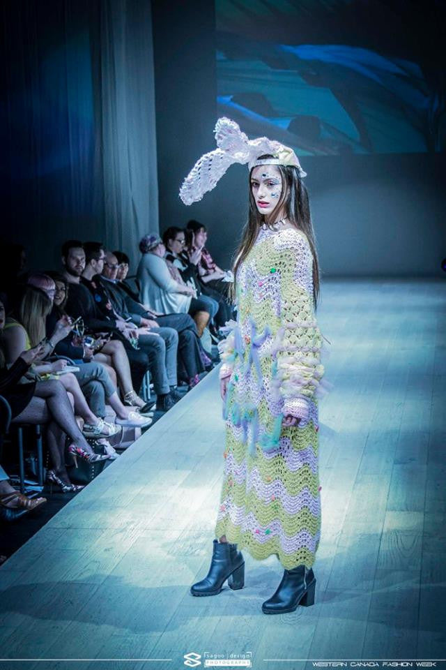 Fake World psychedelic trippy crochet dress front side