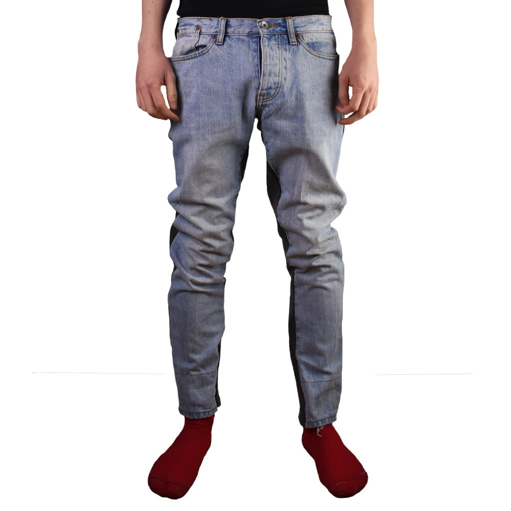 2 Tone Blue x Black Vintage Denim Jeans front view