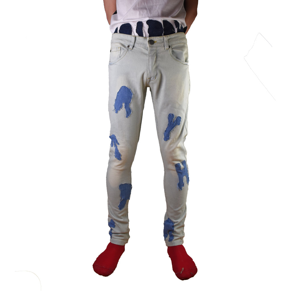 Scattered Trippy Hippy Distressed Denim Jeans front view