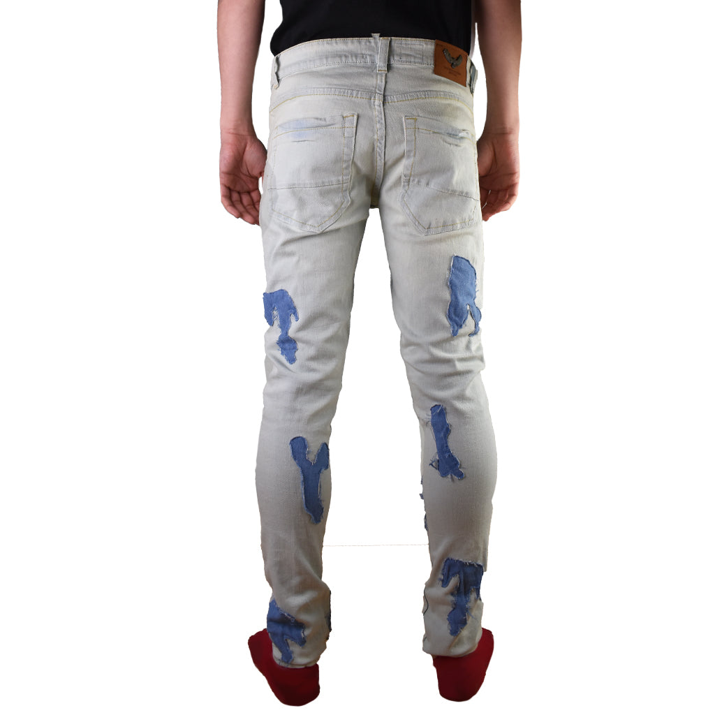 Scattered Trippy Hippy Distressed Denim Jeans back view