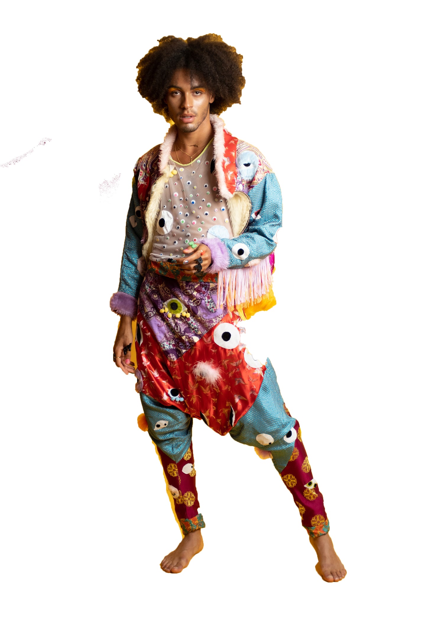 Patchwork Bomber Jacket Open Front