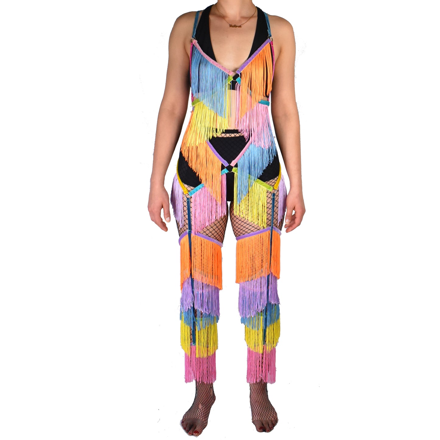 Rainbow Dreams Fringe Bodysuit close up