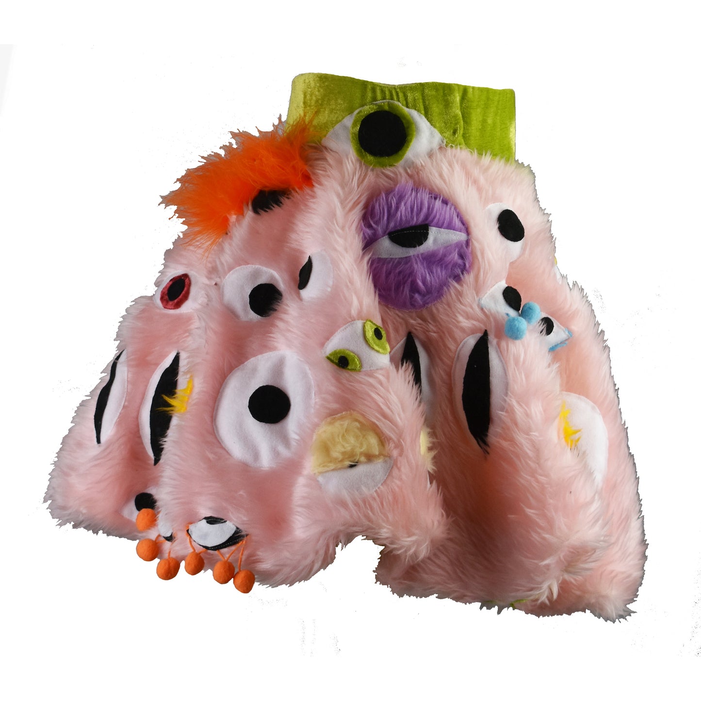 What U Lookin' At Pink Furry Eye Skirt side view close up