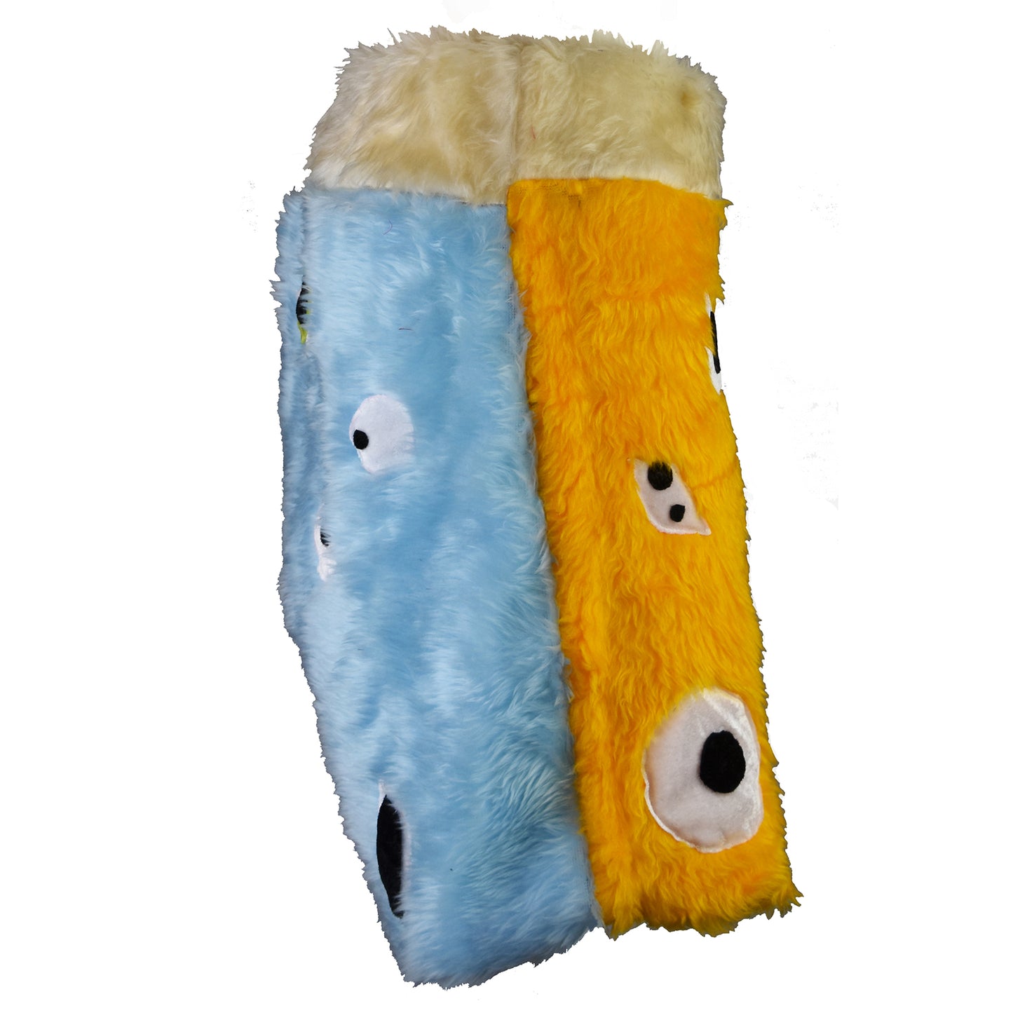 Man U Trippin Furry Eye Shorts side view product image blue and orange