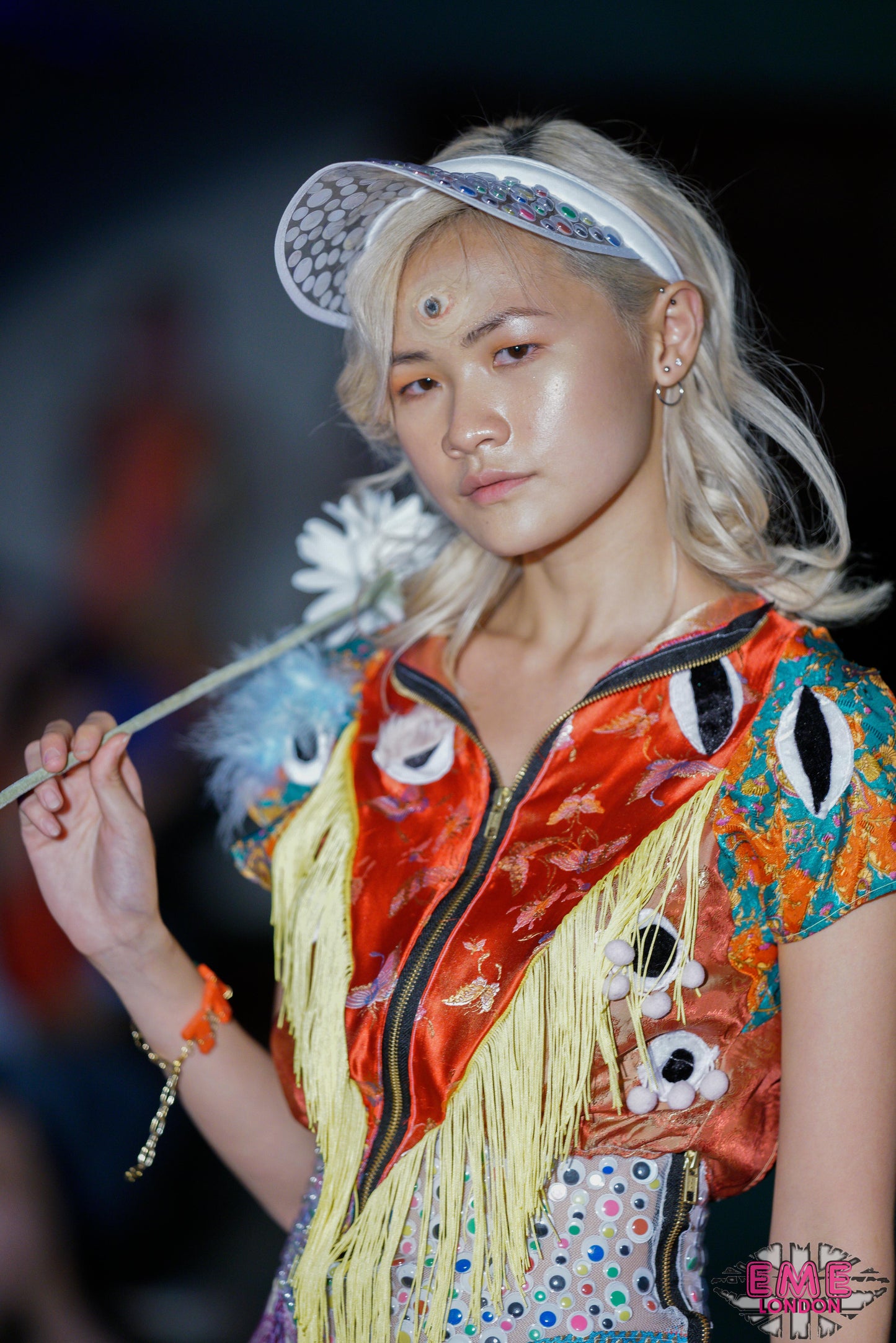 Patchwork Western Eye Bodysuit close up from trippy hippy runway