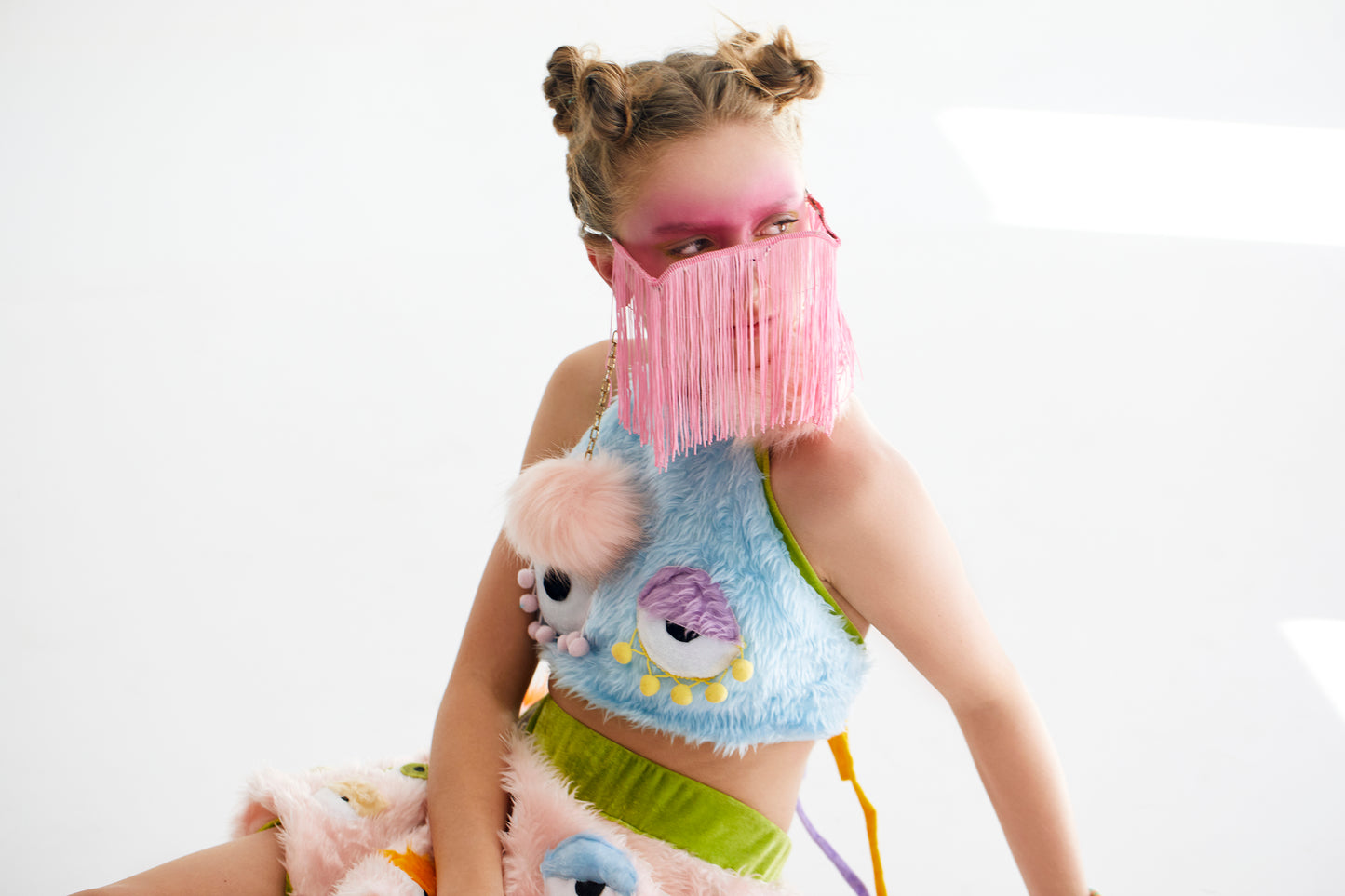 Furry Boobie Eye Halter Crop Top