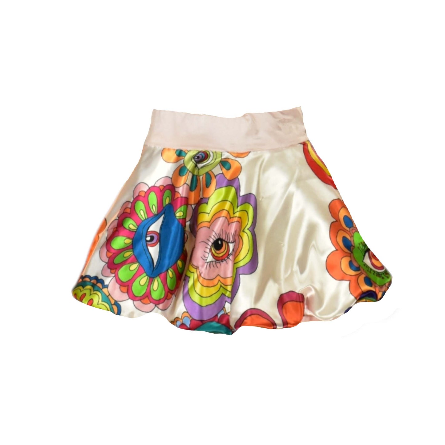 Flower Eye Gurl Psychedelic Print Circle Skirt