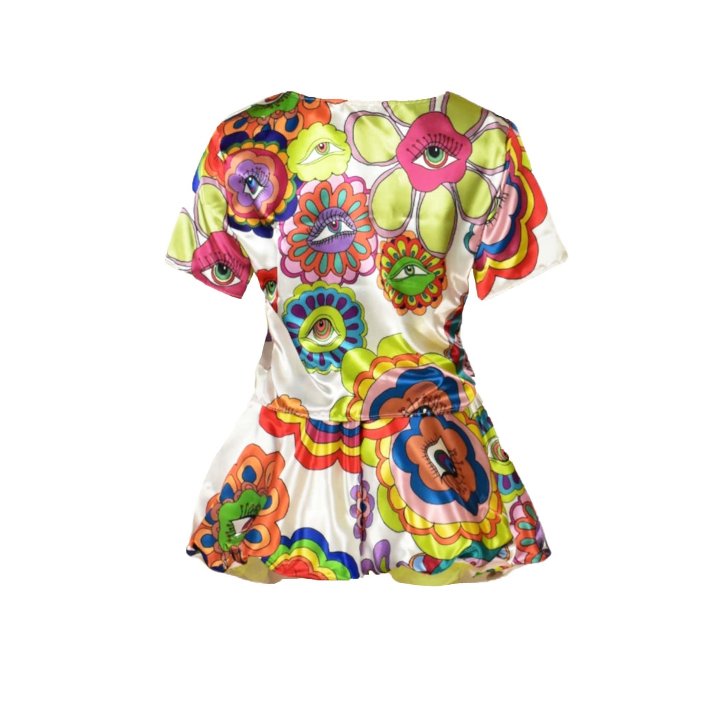 Flower Eye Gurl Psychedelic Print T-Shirt