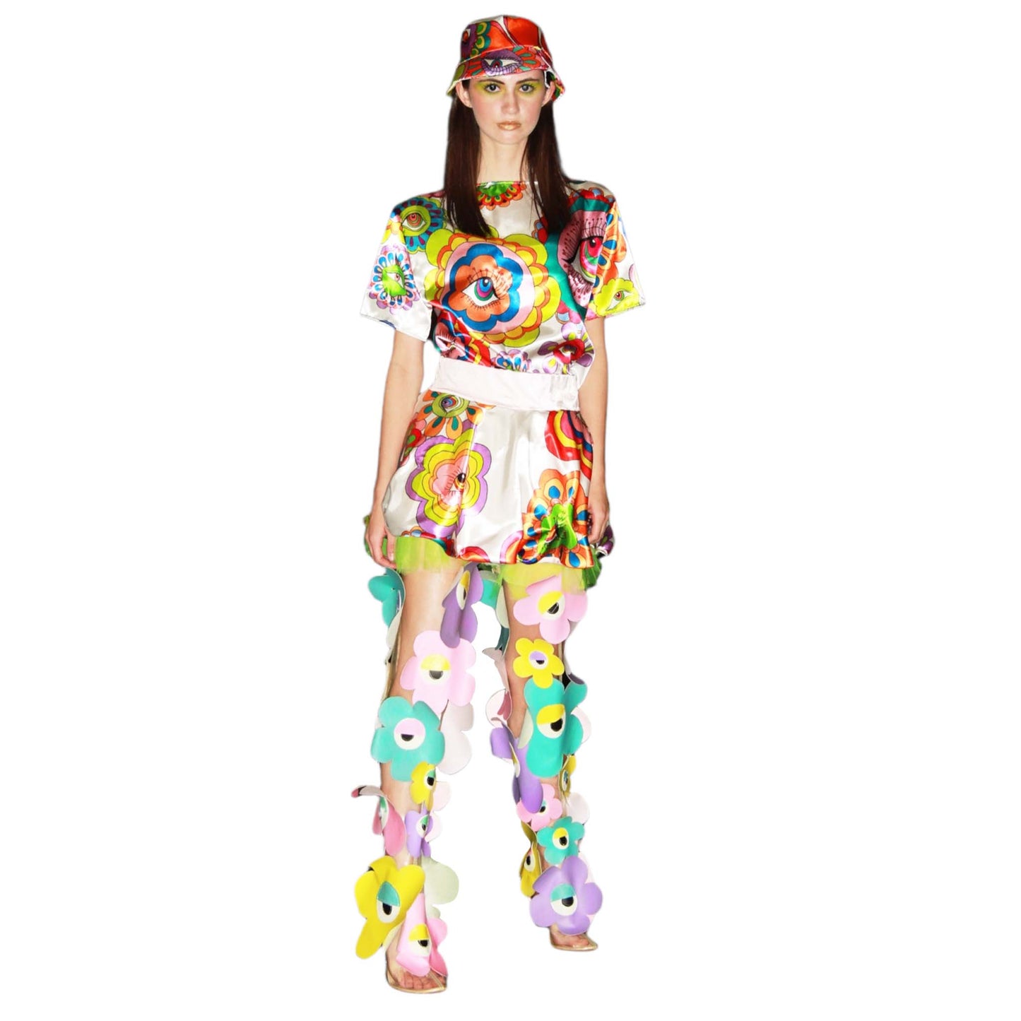 Flower Eye Gurl Psychedelic Print T-Shirt