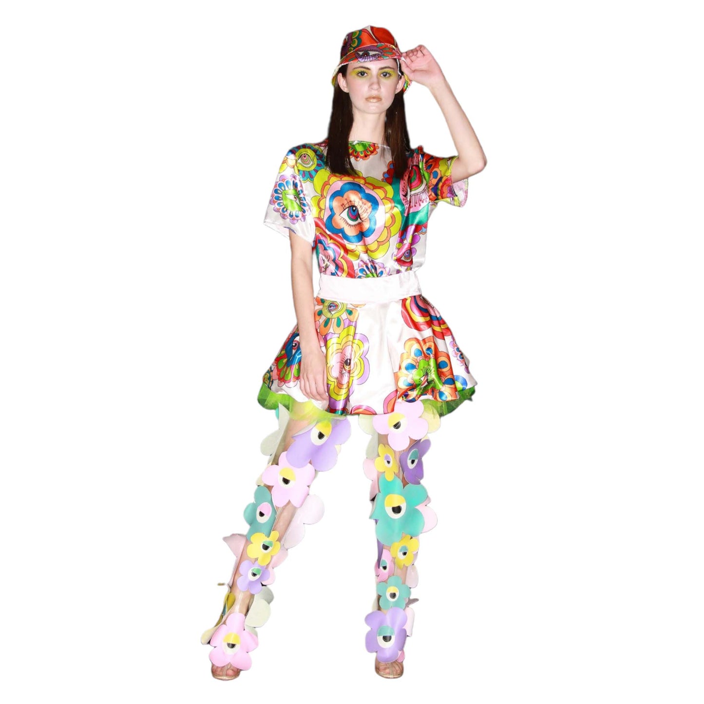 Flower Eye Gurl Psychedelic Print T-Shirt