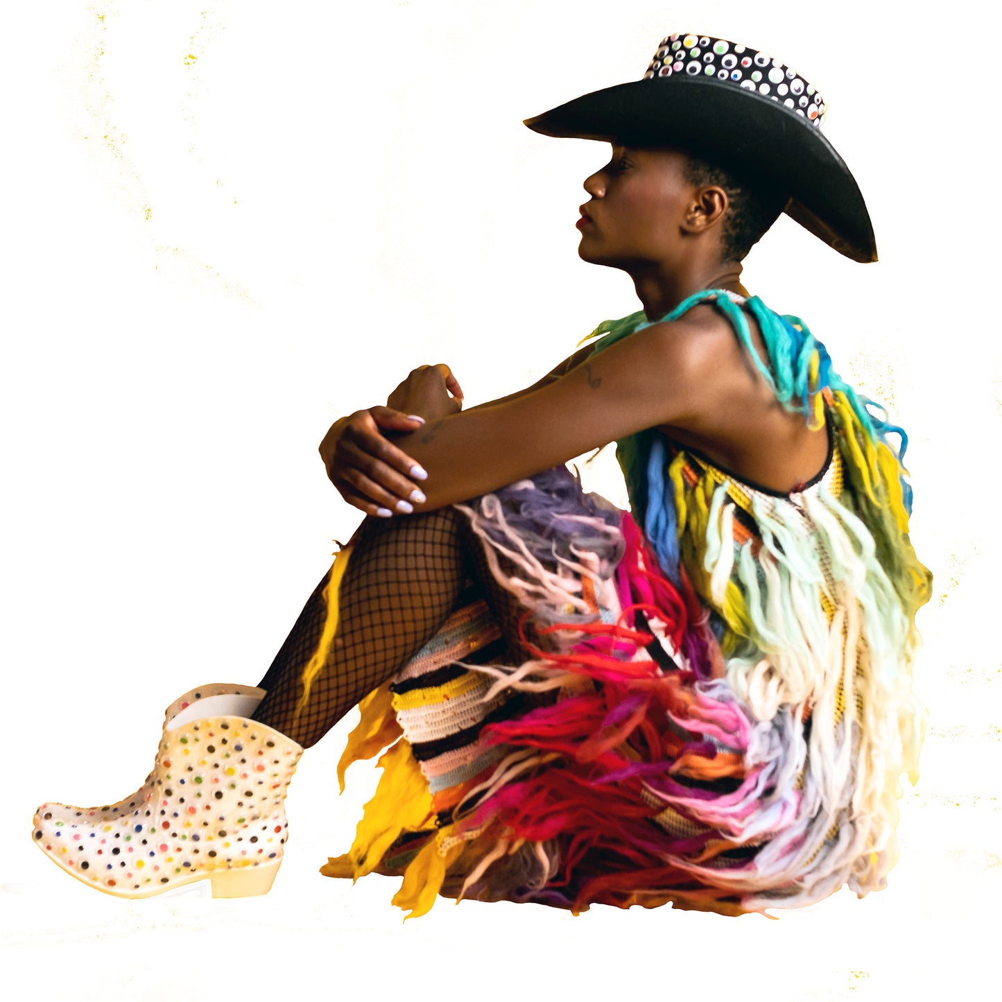 urban cowboy hat trippy hippy on model side view
