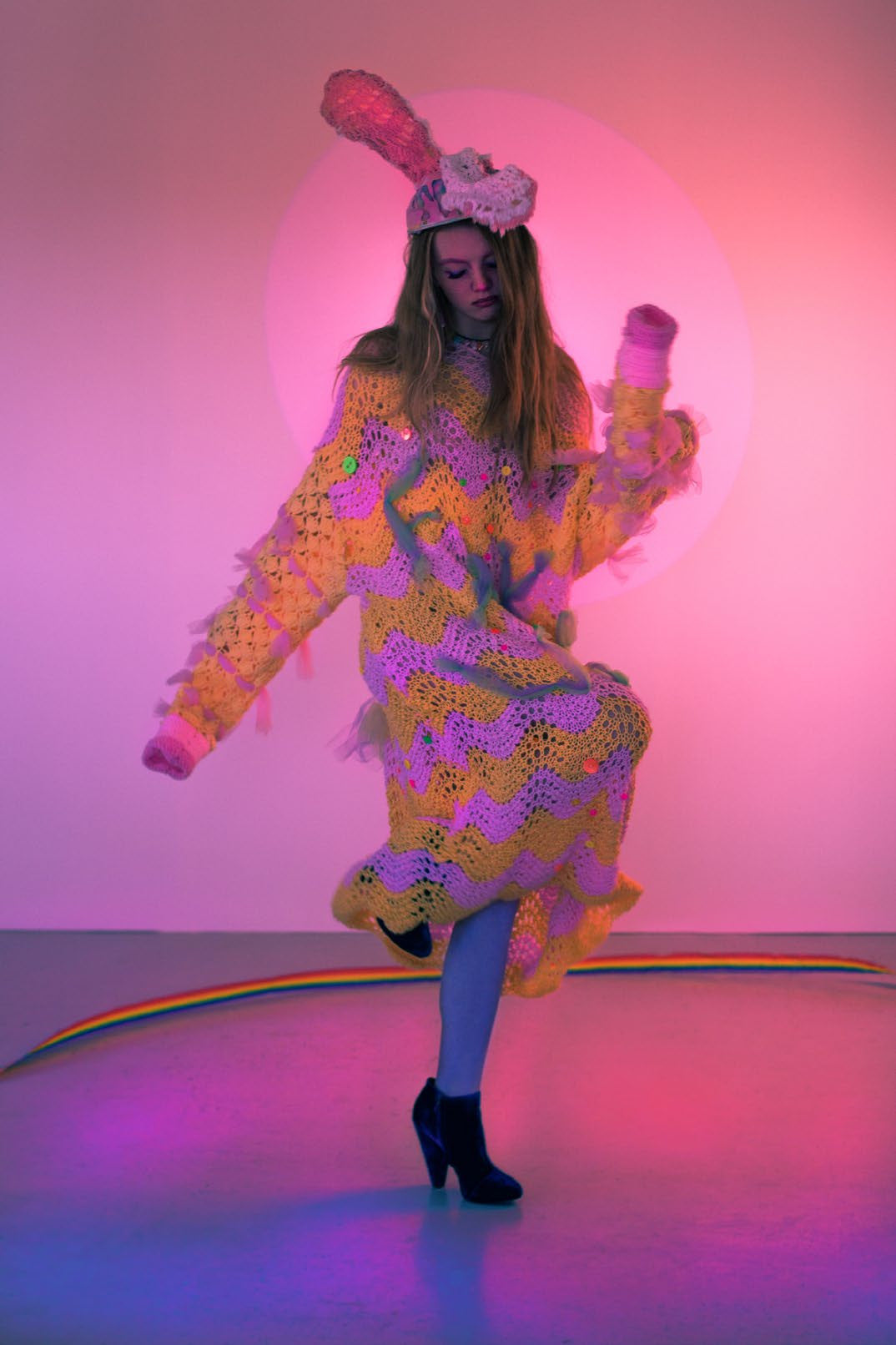 trippy hippy, Fake World upcycle, couture crochet dress