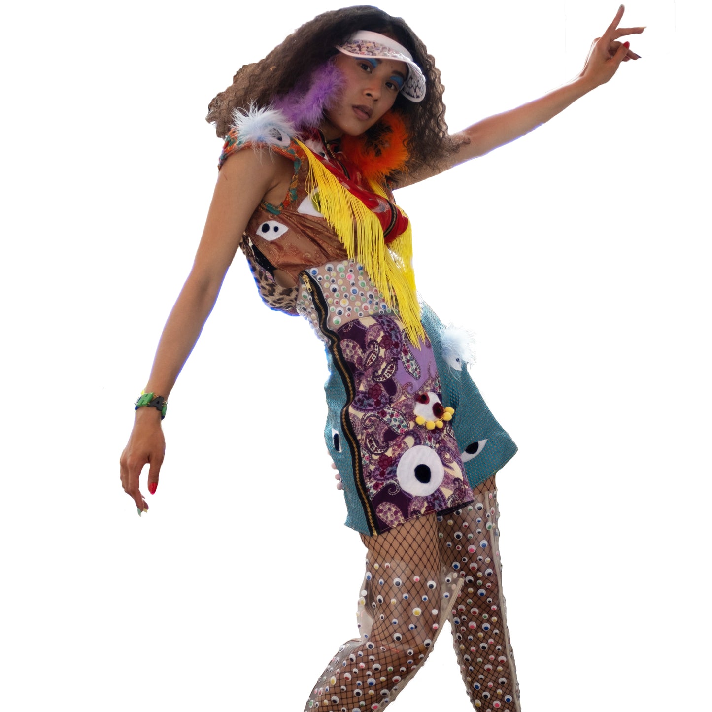 Patchwork Western Eye Bodysuit model photoshoot image side view