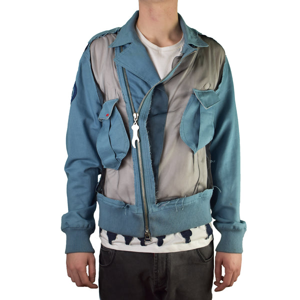 Revamped Negative Space Bomber Jacket Closed On male model