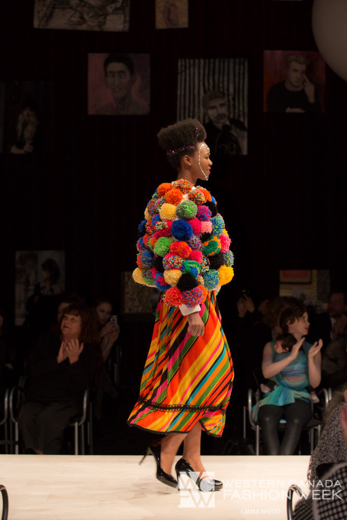 Pom Pom Jacket trippy hippy rainbow side view