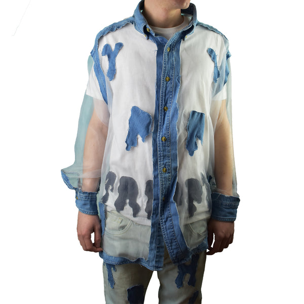 Trippy Scattered Transparent Denim Long Sleeve front view