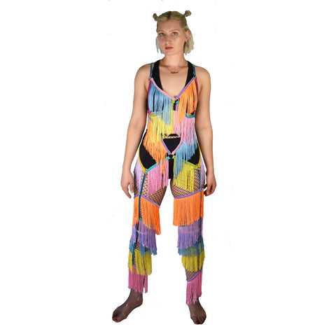 trippy hippy Rainbow Dreams Fringe Bodysuit product image on model