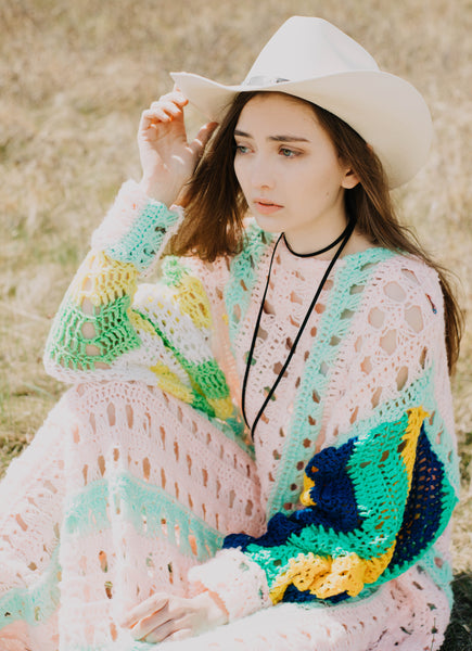 Strawberry Field of Dreams Oversized Crochet Dress