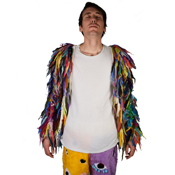 Shaggin Shaggy Rainbow Jacket front view on male model