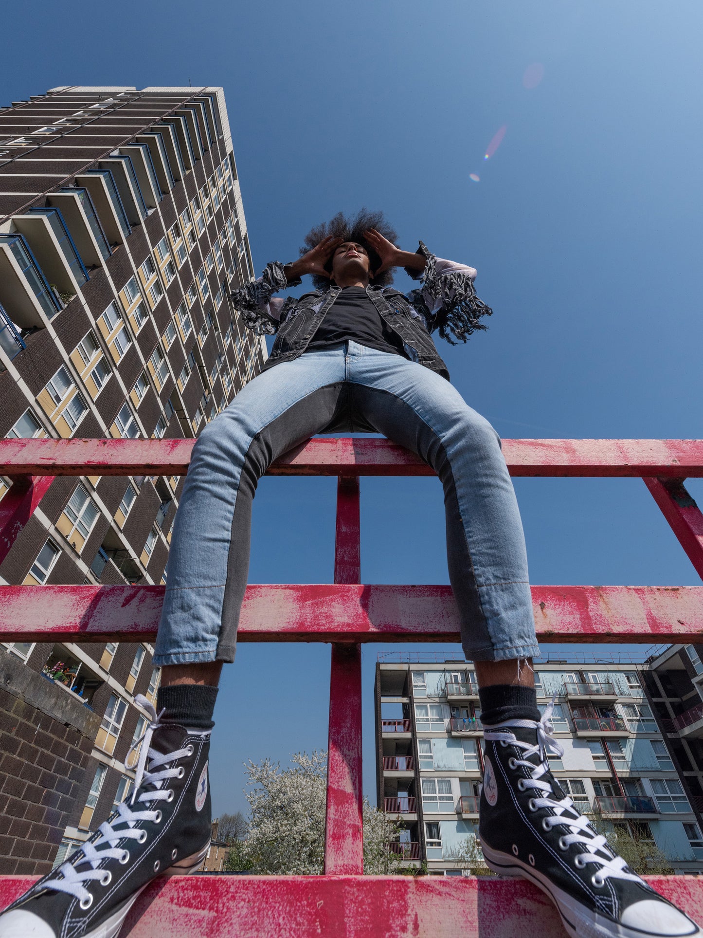 2 Tone Blue x Black Vintage Denim Jeans