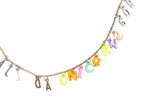 Trippy Hippy Unicorn Necklace With Charms Product View Close Up