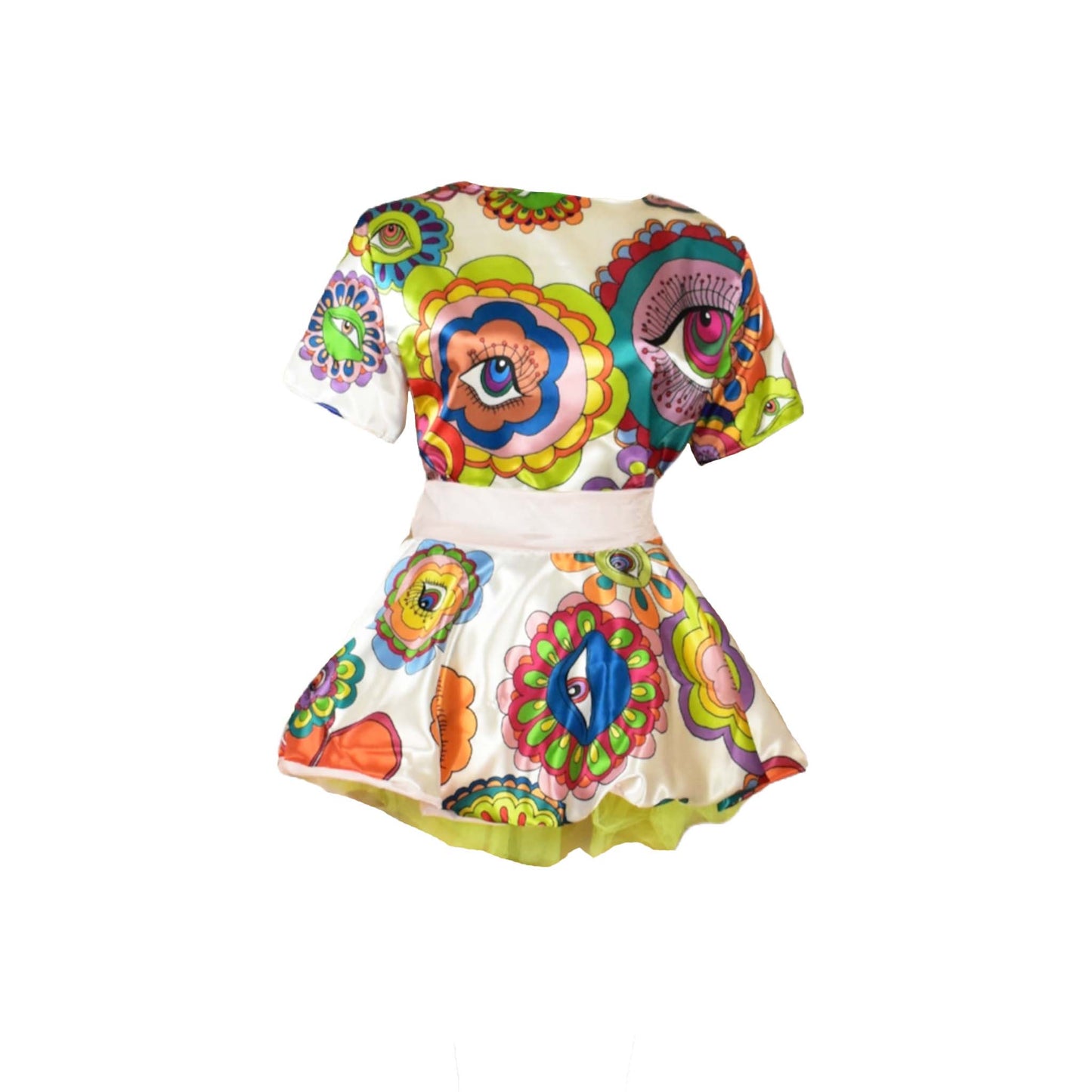 Flower Eye Gurl Psychedelic Print Circle Skirt