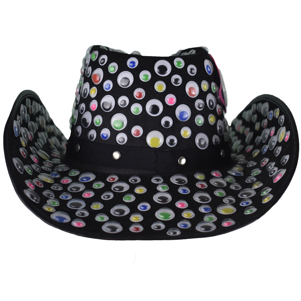 urban cowboy hat back view with google eye trippy