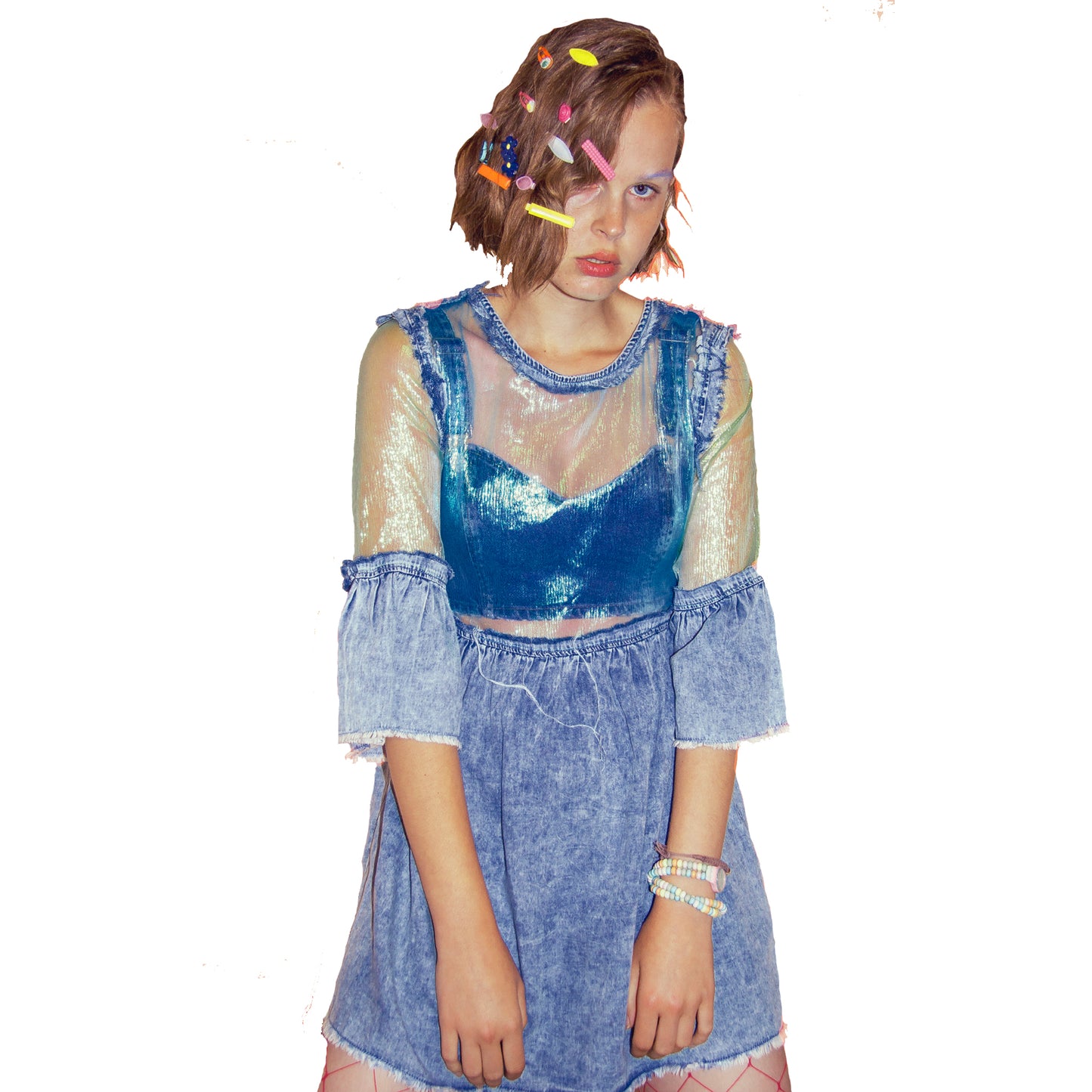 Mermaid Iridescent Skater Dress on Model