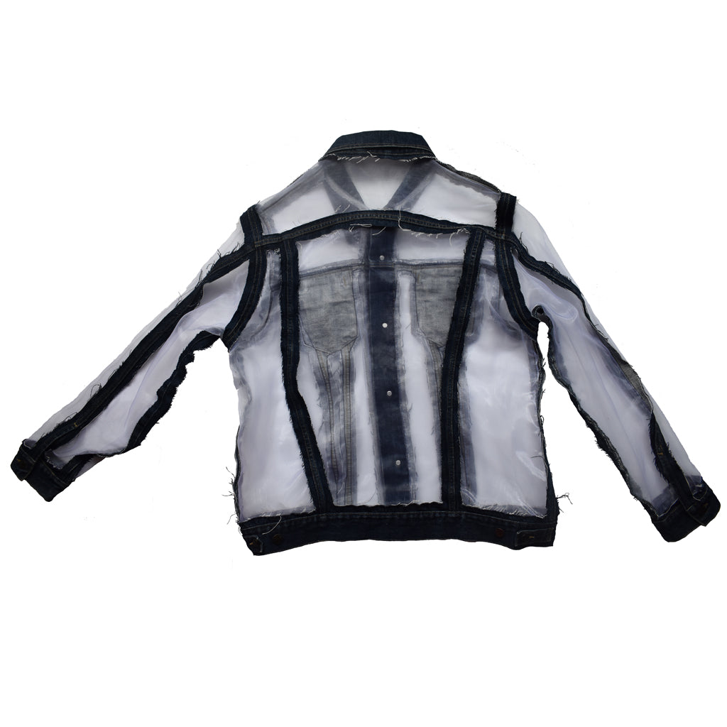 Negative Space Oversized White Semi-Transparent Jacket Back View 