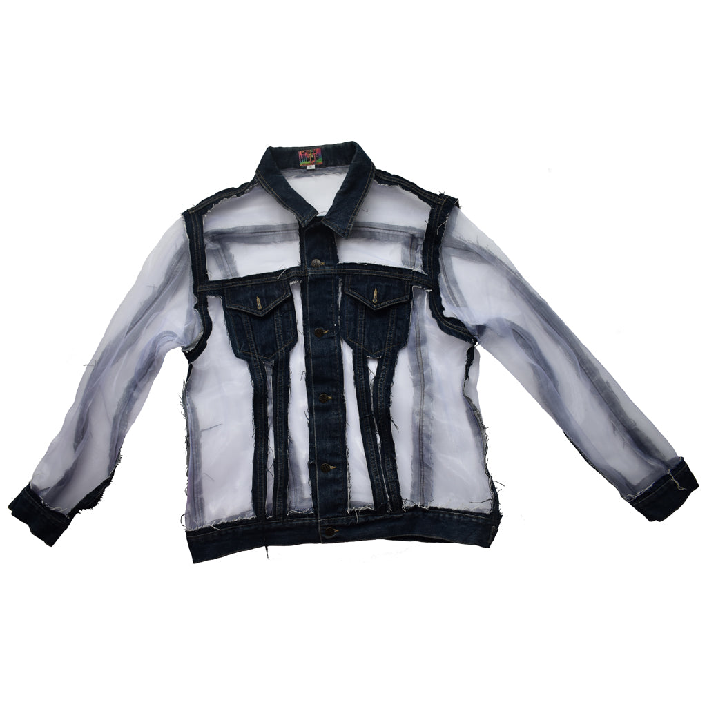 Negative Space Trippy Hippy Oversized White Semi-Transparent Jacket Product Image