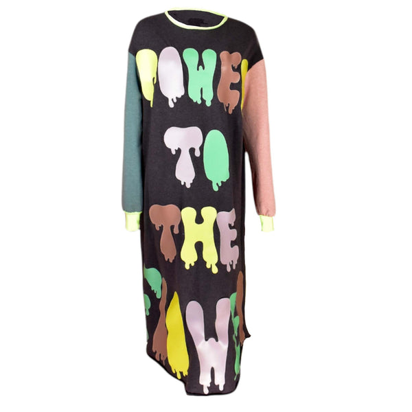 Power To The Flower Comfy Maxi Sweater Dress