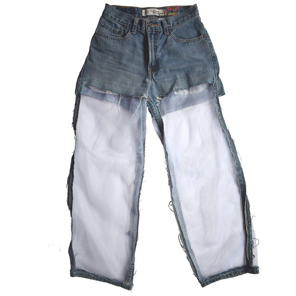 White Semi-Transparent Revamped Levi's Cropped Jeans product image